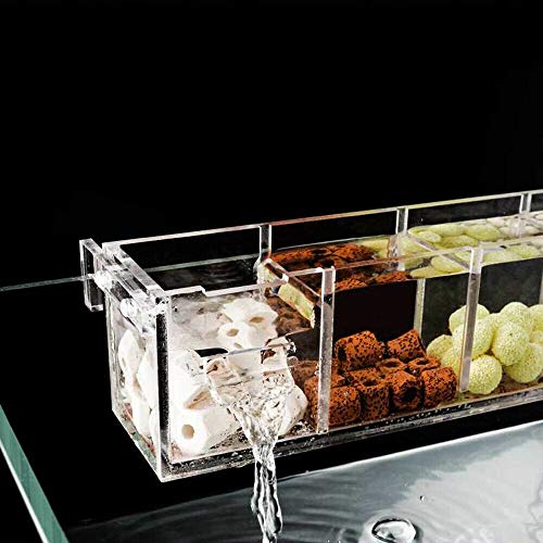 DENESTUS Fish Tank Filter Box 5 or 6 Grids External Hang On Filter Box Acrylic Aquarium Tools(6 Grids)