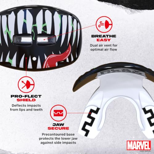 Marvel Venom Lip Guard, Football Mouth Guard with Detachable Strap - color: Venom