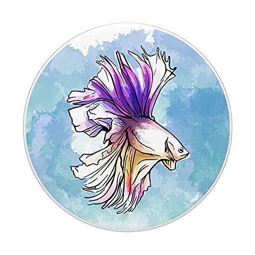 Freshwater Siamese Fighting Fish Watercolor Betta Fish PopSockets Swappable PopGrip