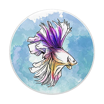 Freshwater Siamese Fighting Fish Watercolor Betta Fish PopSockets Swappable PopGrip