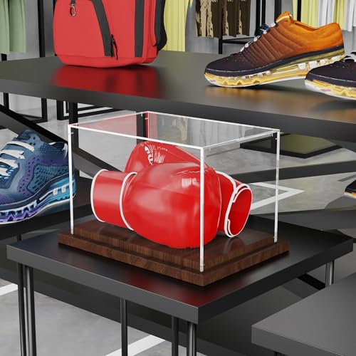 VGMiu Boxing Glove Display Case with Wood Base Acrylic Boxing Glove Case - size: Boxing Glove Case