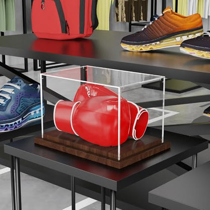 VGMiu Boxing Glove Display Case with Wood Base Acrylic Boxing Glove Case - size: Boxing Glove Case
