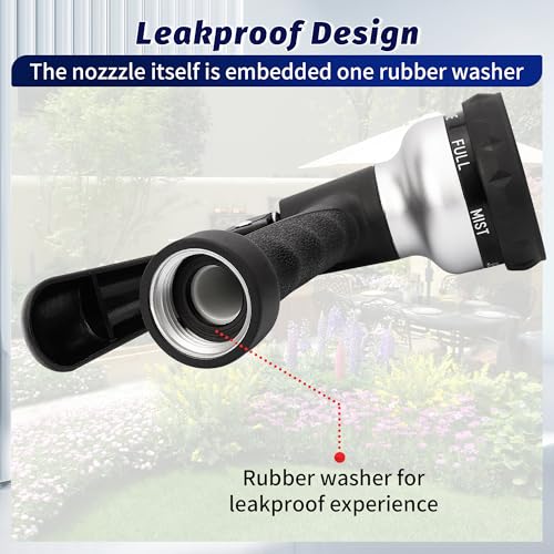 AUTOMAN-Garden-Hose-Nozzle, 2 Pack ABS Water Spray Nozzle, 7 Adjustable Watering Patterns, Slip Resistant for Watering Plants, Lawn& Garden, Washing Car, Showering Pets & Outdoor Fun.Silver Color - color: Silver ×2