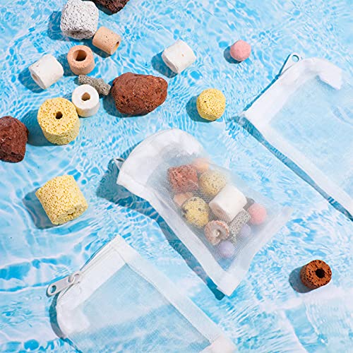 15 Pcs Aquarium Filter Media Bags 150 Micrometer Fine Filter Bags Mesh Reusable with Zipper for Activated Carbon Resins (2.4 x 4 Inch)