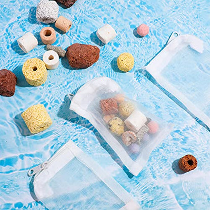 15 Pcs Aquarium Filter Media Bags 150 Micrometer Fine Filter Bags Mesh Reusable with Zipper for Activated Carbon Resins (2.4 x 4 Inch)