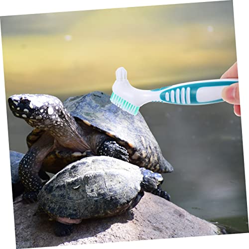 Turtle Shell Cleaning Brush Double-Head Compact Tool with Ergonomic Handle for Aquatic Turtle and Tortoise Care Removes Mud Dirt from Shell and Tank 6.29X1.96X0.59In - color: As Shown 1