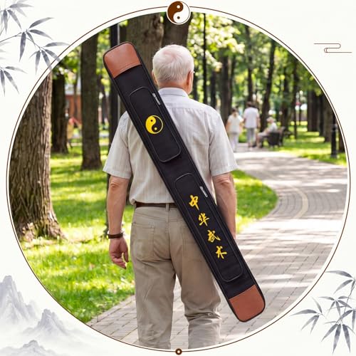 Tai Chi Sword Bag Double Layer with Adjustable Shoulder Strap - color: Black