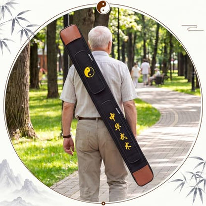 Tai Chi Sword Bag Double Layer with Adjustable Shoulder Strap - color: Black