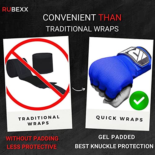 Slip on Boxing Hand Wraps Padded Thick Knuckle Inner Gloves 36 inches Elastic Wrist Strap Quick Wrap Under Mitts for Martial Arts, Muay Thai, MMA, Kickboxing Men Womem - color: Blue, size: Small