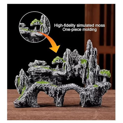 Fish Tank Decorations, Mountain View Aquarium Ornament, Artificial Mountain Hill View Stone for Betta Snails Turtle Hiding Playing(12cm)