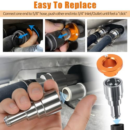 39190 Heater Hose Quick Disconnect Tool & 800-409HP Heater Core Coolant Hose Connector Compatible with GM Chevy GMC Cadillac Inlet/Outlet 3/4In Tube x 5/8In Hose (39190 & 800-409HP) - style: 39190 & 800-409HP