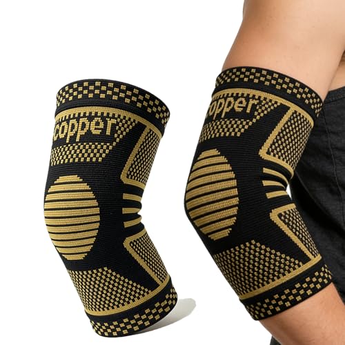 Elbow Brace| Copper Elbow Compression Sleeve|Golfer's Tennis Elbow Relief - size: Medium