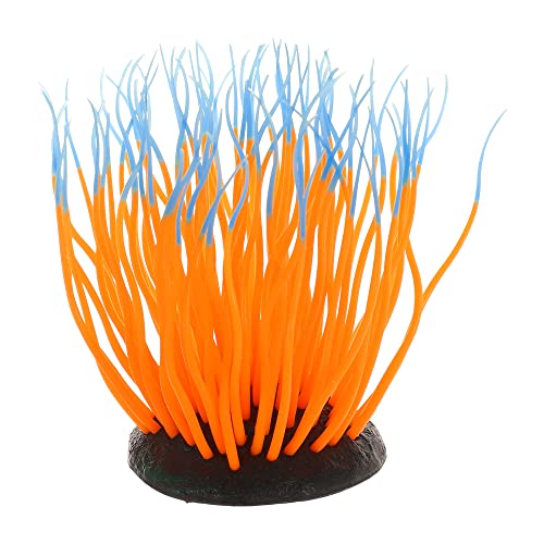 VOCOSTE Soft Silicone Glowing Aquarium Simulation Coral 4.33", Fluorescence Floating Aquatic Artificial Coral for Fish Tank Decoration, Orange