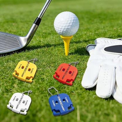 4 Pcs Golf Stroke Counters, Portable Golf Score Counter, 2-Player Score Counter for Golf Training, Tournaments & Games, Dial Resetting, Key Chain
