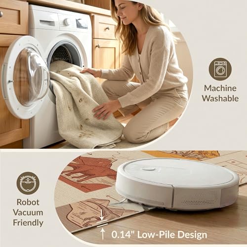 6'x9' Washable Graphic Mountain Area Rug, Beige Non-Shedding Pet Friendly Room Rug for Queen Size Bedroom, Under Bed, Master Suite, Foldable Easy Care Carpet | Ref:1942876 - color: Beige/Pattern 32, size: 6' x 9' (Rectangular)