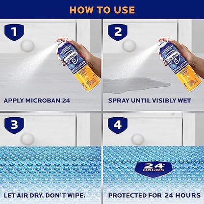 MICROBAN Disinfectant Spray, 24 Hour Sanitizing and Antibacterial Sanitizing Spray, Citrus Scent, 2 Count (15oz Each) (Packaging May Vary)