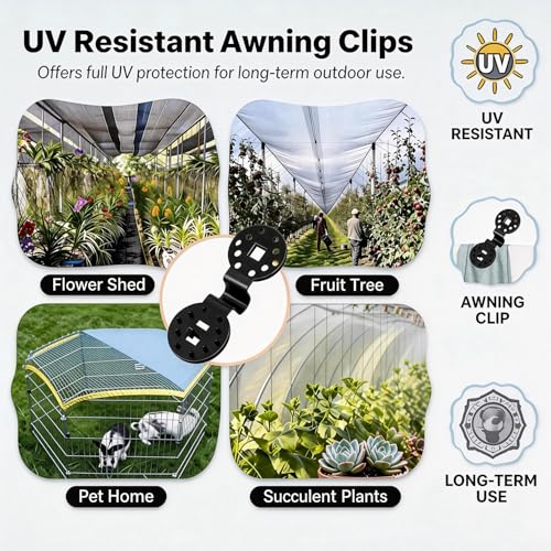 50Pcs Tarp Clips, Shade Cloth Clips Heavy Duty Lock Grip, Windproof Awning Clamp for Sunscreen, Sunshade Retaining Net, Garden Greenhouse Tarp Mesh Canopy Fence