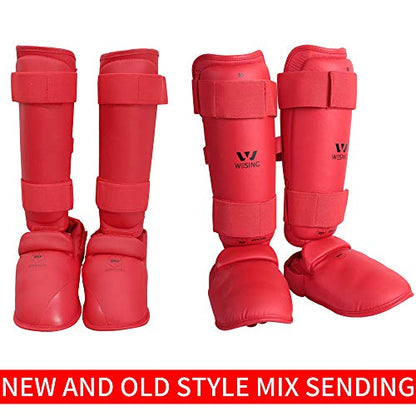 Wesing Karate Shin Instep Guard WKF Karate Shin Pad - color: Red, size: X-Large