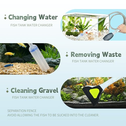 Promising Aquarium Siphon Vacuum Cleaner, Fish Tank Water Changer,Fish Tank Cleaning Tools,Gravel & Sand Cleaner,Turtle Tank Accessories