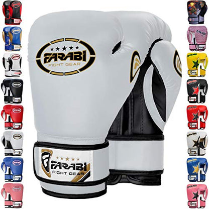 Farabi Boxing Gloves Kids Junior Muay Thai Kick Boxing Training MMA Punching Bag - color: White, size: 6OZ