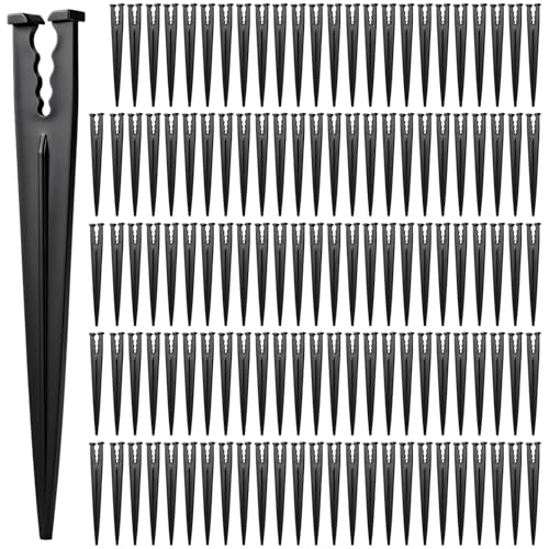 110 Pack Drip Irrigation Support Stakes for 1/4 Inch Tubing: Plastic 1/4" Drip Emitter Holder Stakes 5.6-Inch Long Micro Tube Dripline Holder for Garden Ground Securing Hoses - size: 1/4" Drip Stake-110P