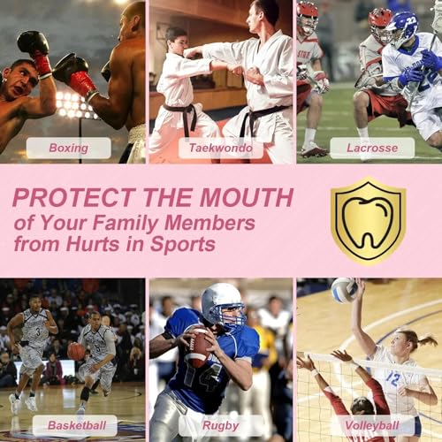 BBTO 6 Pack Kids Youth Mouth Guard for Football Sports, Boys Girls Mouthguard with Case, Soft Mouth Guard for Hockey Boxing Basketball, Ages 4+ - color: White, Red, Pink