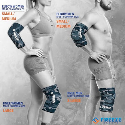 FreezeSleeve Ice & Heat Therapy Sleeve- Reusable, Flexible Gel Hot/Cold Pack, 360 Coverage for Knee, Elbow, Ankle, Wrist- Blue Camo, Small/Medium - color: Blue Camo, size: Small/Medium (Pack of 1)