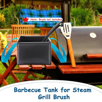 Grill Brush Water Bucket, Collapsible Dunk Tank Grill Brush Bristle Free for Barbecue Cleaner Tank for Steam Grill Brush Cleaning (Blue+Black) - color: Blue+black