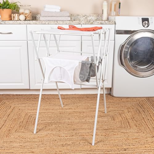Household Essentials Clothes Drying Rack, Foldable, Expandable and Collapsible Laundry Drying Rack, White - color: White