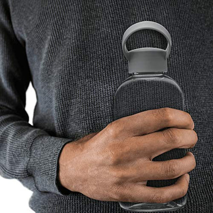 DISCOUNT PROMOS 50 Beau Water Bottles with Handle Set, 20 oz. - Customizable Text, Logo - Flexi-Grip, Plastic, Drinkware - Smoke - color: - Custom - Smoke, size: 50 bottles