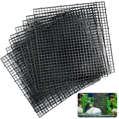 Supkiir 14pcs Aquarium Fish Tank Divider, Plastic Grate Isolation Board Partition, Black Aquarium Filter Bottom Tray Egg Crate Light Diffuser Grid Panel