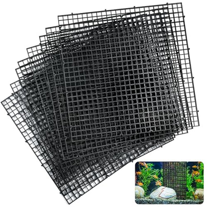 Supkiir 14pcs Aquarium Fish Tank Divider, Plastic Grate Isolation Board Partition, Black Aquarium Filter Bottom Tray Egg Crate Light Diffuser Grid Panel