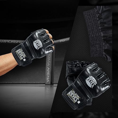 CLETO REYES Black Mamba MMA Competition Fight Gloves for Men and Women, Cowhide Leather, Black - size: Large