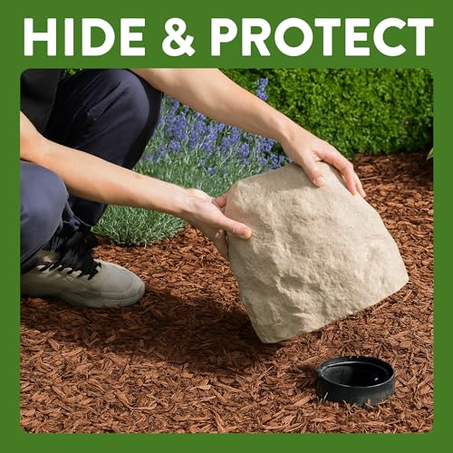 Small Fake Rock Cover 11” – Heavy Duty Fiberglass Landscape Rock for Sprinkler Valves & Utilities – Natural Sandstone