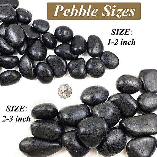 5 lbs Black Pebbles for Indoor Plants, 1-2 Inch Decorative Black River Rocks for Plants, Garden Landscaping, Vase, Yard Walkway, Paving and Outdoor Decorative Stones