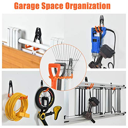 AOBEN 24PCS Garage Hooks, Heavy Duty Double Garage Hanger Organizer Wall Mount Iron Anti-Slip Garage Storage Hooks for Ladder, Power Tool,Bike,Ropes（23 Hooks & 1 hoder Strap-Gray - size: 24PCS GR