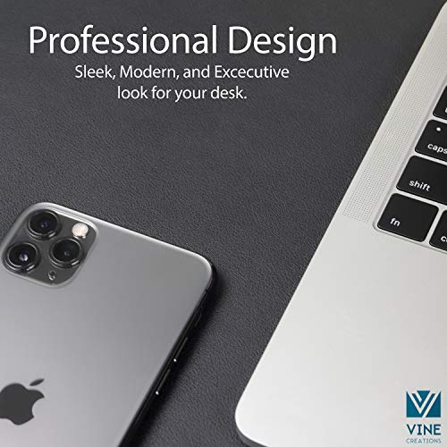 Vine Creations Leather Desk Mat 24" x 17", Desk Protector, PU Leather Desk Pad, Small Desk Pad Mat, Desk Blotter, Desk Pads on Top of Desks, Small Desk Mat for Home or Office (Black)