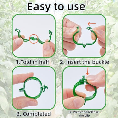 100Pcs Garden Vine Plant Support Clips,Plastic Fixing Clips for Securing and Training Climbing Plants,Tomatoes,Grapes,Vine Vegetables and Potted Plant (100, Green)
