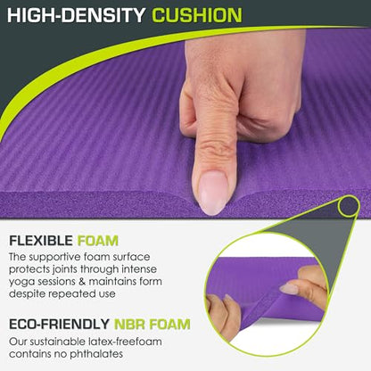 ProsourceFit Extra Thick Yoga Knee Pad and Elbow Cushion 15mm (5/8”) Fits Standard Mats for Pain Free Joints in Yoga, Pilates, Floor Workouts - color: Purple
