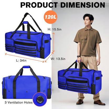 Goloni 130L 튼튼한 대형 더플 장비 가방, 신발 수납 공간이 있는 캐처 기어 백, 야구 더플 백 - color: 블루.
