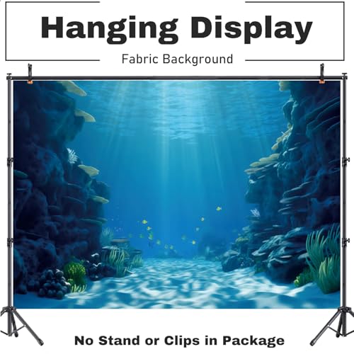 Fabric 5x4ft Underwater World Backdrop Deep Sea Sunlight Seabed Natural Landscape Photography Background Undersea Party Decor Aquarium Fish Tank Wallpaper Photo Studio Props - size: 5x4ft(WxH)