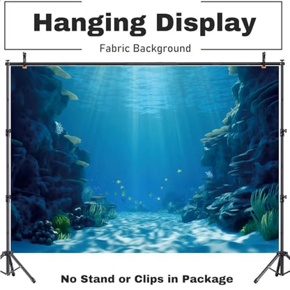 Fabric 9x6ft Underwater World Backdrop Deep Sea Sunlight Seabed Natural Landscape Photography Background Undersea Party Decor Aquarium Fish Tank Wallpaper Photo Studio Props - size: 9x6ft(WxH)