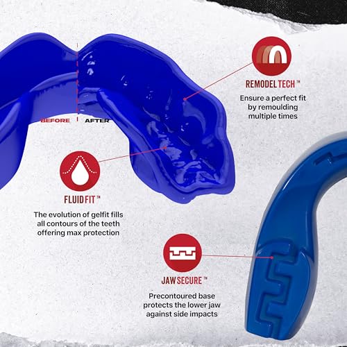 SAFEJAWZ Mouth Guard, Slim Fit Mouthguard for Adult & Youth with Case - color: Blue, size: Adult (12+ Years)