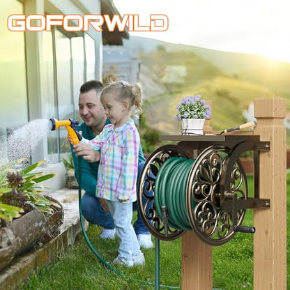 Garden Wall Mount Hose Reel, Decorative Hose Reel, Garden Heavy-Duty Water Hose Holder Winder, Holds 200-Feet of 5/8-Inch Hose