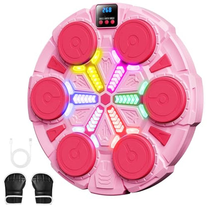 Music Punching Machine, Boxing Trainer with Rhythm Lights - color: Pink