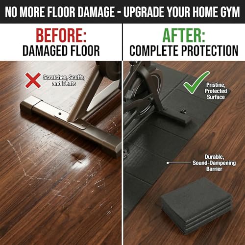 Foldable Walking Pad Mat, High-Density PVC Treadmill Mat for Hardwood Floors & Carpet, 55" x 24" Space-Saving Exercise Equipment Mat for Under Desk Bike, Elliptical & Home Gym,Black
