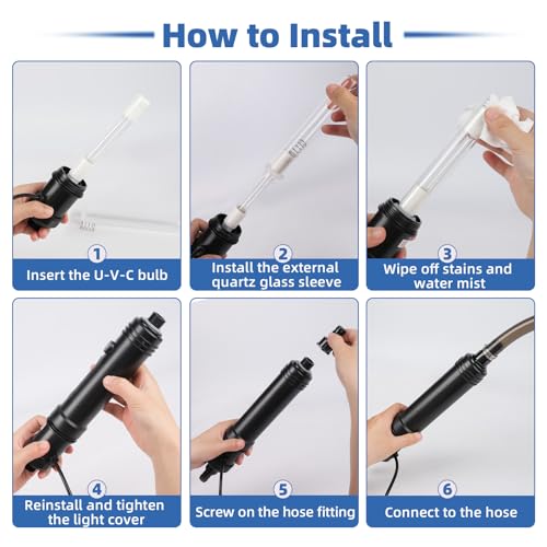 hygger 7W Aquarium U-V Light with Timer, 360° Protective Shield Clean Light for Crystal Clear Green Water, Submersible Fish Tank Cleaner for 30–70 Gallon Freshwater & Saltwater Aquariums - size: 1.97 * 9.05 inches