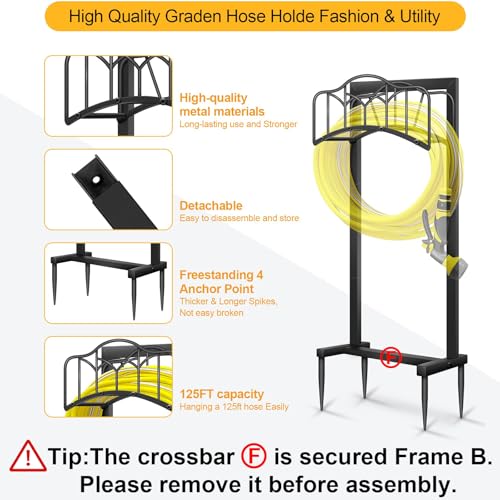 Garden Hose Holder -Upgraded Hose Holder Holds 100-feet Hose,Freestanding Heavy Duty Hose Hanger,Sturdy Hose Stand for Lawn & Yard,Black - style: Gothic Window
