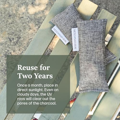 Moso Natural Shoe Deodorizer Inserts (2 Pack) Charcoal Odor Absorber for Shoes, Gym Bag & Boot Deodorizer, Unscented Shoe Odor Elimination, Air Purifying Bags, Lasts 2 Years (4 Bags) - style: 2 Pack (4 Bags)