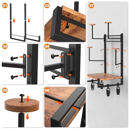 TheElves Motorcycle Helmet Wall Mount Rack with 4 Holders